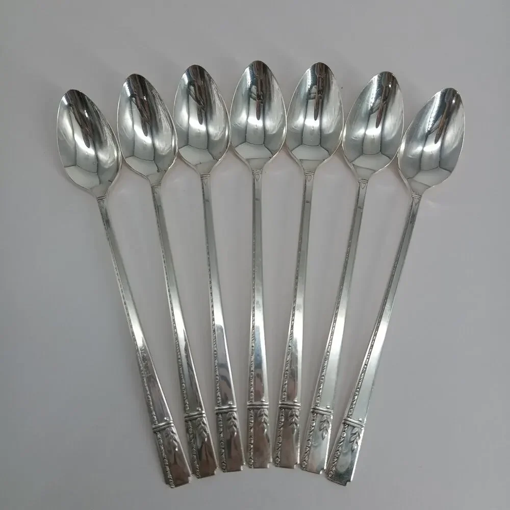 7X LH Tsp Oneida Prestige GRENOBLE Silverplate Long Handled Tea Malt Teaspoons